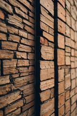 Wall Mural - Rustic Brown Stone Wall Texture: A Detailed Close-up of Architectural Masonry and Brickwork