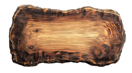 Leinwandbilder - Rustic wooden board with burned edges on transparent background