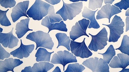 Aufkleber - Blue Ginkgo Leaf Pattern Texture Background