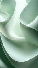 Poster - Soft, flowing folds of light green paper intertwine in an abstract design, evoking tranquility and simplicity. This minimalist setting enhances a peaceful atmosphere perfect for creativity