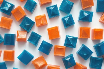 Wall Mural - Blue and Orange Cubes on White Surface