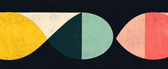 Poster - Abstract geometric design with interconnected pastel shapes on a dark background.