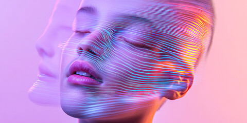 Poster - Woman's Face with Overlaid Light Streaks
