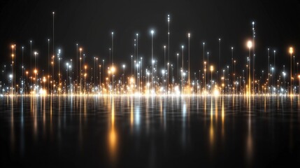 Poster - Dynamic light patterns reflecting on a smooth surface at night in 4k resolution
