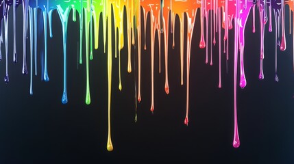 Poster - Colorful paint drips creating a vibrant display against a dark background