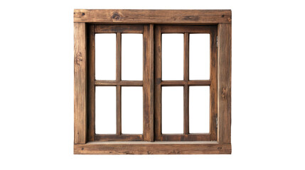 Poster - Old wooden window frame with transparent background isolated