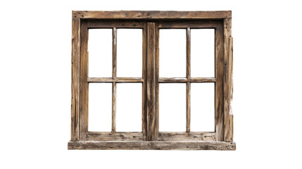 Poster - Old wooden window frame with transparent background isolated