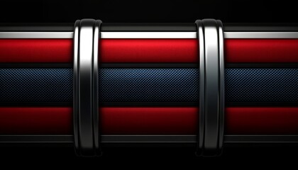 Abstract Red Blue And Silver Metallic Design