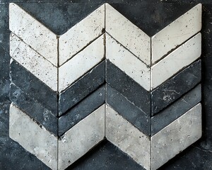 Aufkleber - Herringbone pattern black and white stone tile.