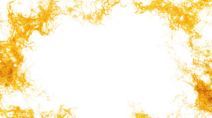 Poster - Golden fire flames creating border on transparent background