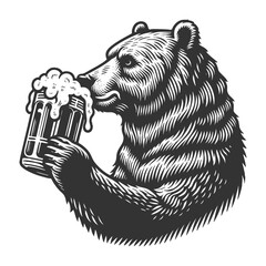 Wall Mural - bear drinking beer vector illustration