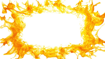 Poster - Realistic fire flames creating a transparent frame on checkered background
