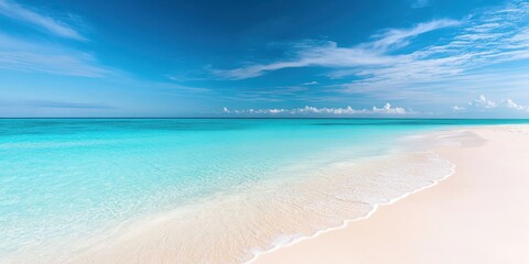 Wall Mural - a serene beach with turquoise waters and a clear blue sky, perfect for relaxation.