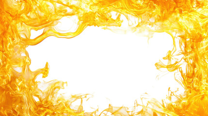 Poster - Golden liquid frame splashing and forming a border with transparent background