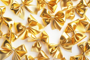 Poster - Gold Bows on White Surface