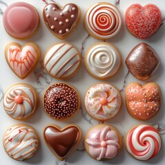 Poster - A valentines themed candies and sweet treats. top view.
