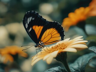 Wall Mural - Butterfly on Yellow Flower,