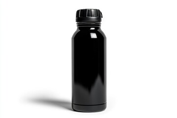 Wall Mural - Black Water Bottle on White Background