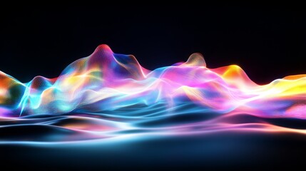 Poster - Colorful abstract waves with dynamic movement and fluid shapes in digital art