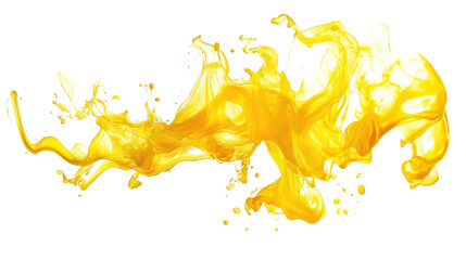 Poster - Yellow liquid splashing and swirling with transparent background