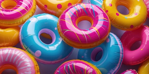 Sticker - Colorful Inflatable Donuts