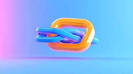 Poster - Abstract 3D Render of Intertwined Blue and Orange Tubes