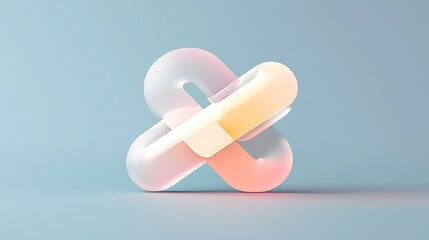 Poster - Abstract Pastel Intertwined Shapes, 3D Render of Modern Art