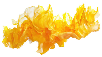 Fototapete - Yellow paint splashing and mixing with white on transparent background