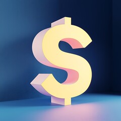 Poster - Illuminated Three-Dimensional Dollar Sign in a Corner