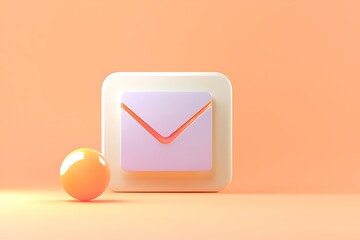 Poster - 3D Render of a Pastel Email Icon and Sphere