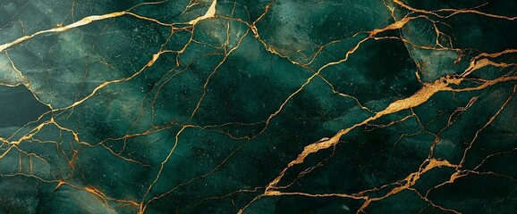 Poster - Emerald green marble texture with gold veins. (4)
