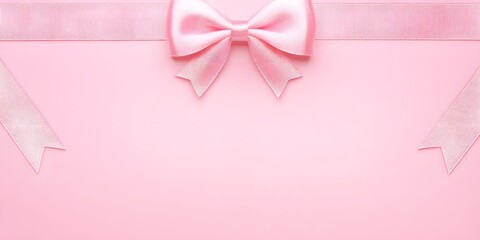 Wall Mural - pink ribbon on pink background