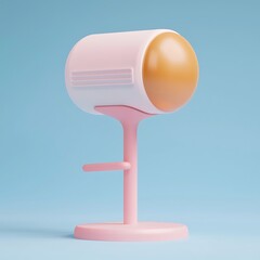 Poster - Pastel Pink and Gold Abstract 3D Rendered Object on Blue Background