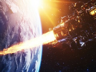Wall Mural - space station shooting comet
