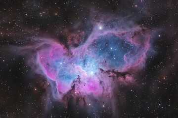 Wall Mural - ethereal cosmic nebula with swirling clouds of purple and turquoise stardust, illuminated by distant stars in deep space