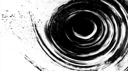 Poster - abstract black and white swirling vortex, high contrast monochrome image with dynamic concentric cir