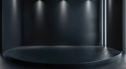 Poster - Modern luxury studio dark background texture wallpaper, Empty black color studio room background, gradient.