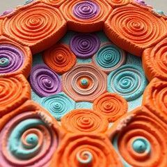 Poster - Intricate patterns of vibrant spirals and swirls captured in a close-up view of handcrafted art, showcasing creativity and craftsmanship
