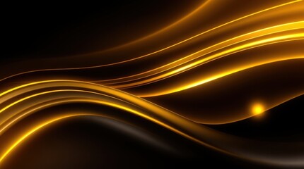 Leinwandbilder - Flowing curves of golden light dance gracefully against a dark backdrop in a captivating display of color and movement