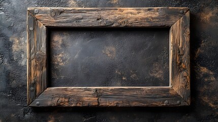 Poster - Rustic wooden frame with a weathered distressed texture perfect for showcasing artwork photography or as a creative backdrop for product displays and mockups  This vintage style frame adds a natural