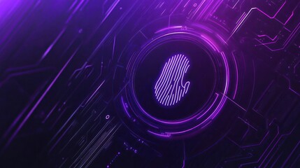 Digital fingerprint scan, futuristic circuit background, security concept