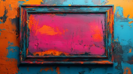 Poster - Vibrant Abstract Painting in Colorful Frame Evoking Expression and Emotional Intensity  Acrylic Splash of Colors on Canvas Showcasing Modern Dynamic Art Decor for Home or Office