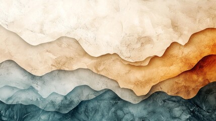 Poster - Soft layers of rich muted colors blend seamlessly, evoking a tranquil and calming ambiance. This abstract composition invites viewers to explore its depth and texture for artistic influence