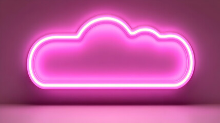 Poster - pink neon cloud sign, blank space, studio