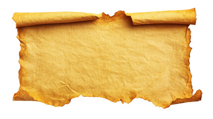 Poster - Old paper scroll on transparent background with burned edges and rolled sides