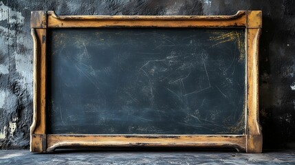 Leinwandbilder - Vintage Worn Blackboard with Wooden Frame on a Grungy Textured Background  This Chalkboard Mockup is Perfect for Classroom School or Office Decor as well as Design Templates Announcements