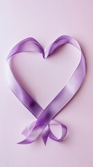 Wall Mural - Close-Up of a Lavender Ribbon with a Heart Shape for World Cancer Day, World Cancer Day