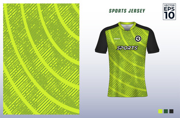 Wall Mural - T-shirt sport jersey design template with abstract grunge line pattern background. Sport uniform in front view. Shirt mock up for sport club. Vector Illustration