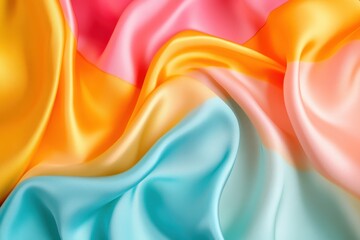Poster - Pastel silk fabric swirls, colorful texture, textile background, design element