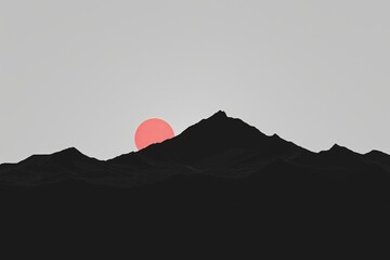 Poster - A flat design of a mountain range in monochrome tones